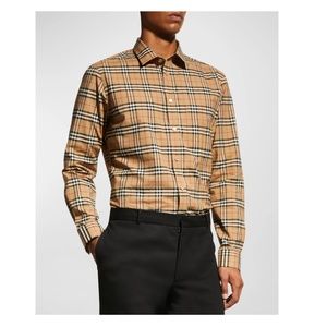 BURBERRY Mens Small Scale Check Shirt, L